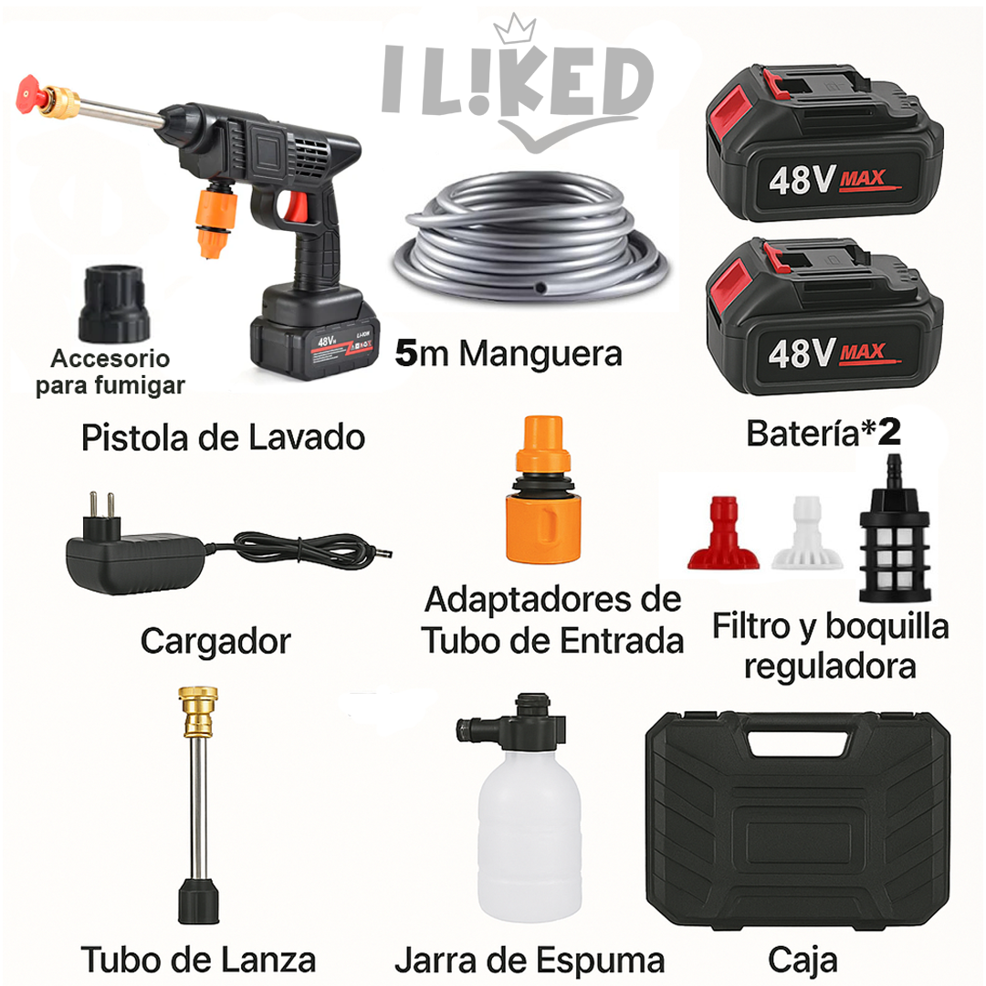 Hidrolavadora Inalámbrica 48V - 2 Baterías + Accesorios