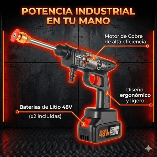 Hidrolavadora Portátil 48V X2 Baterías + Accesorios